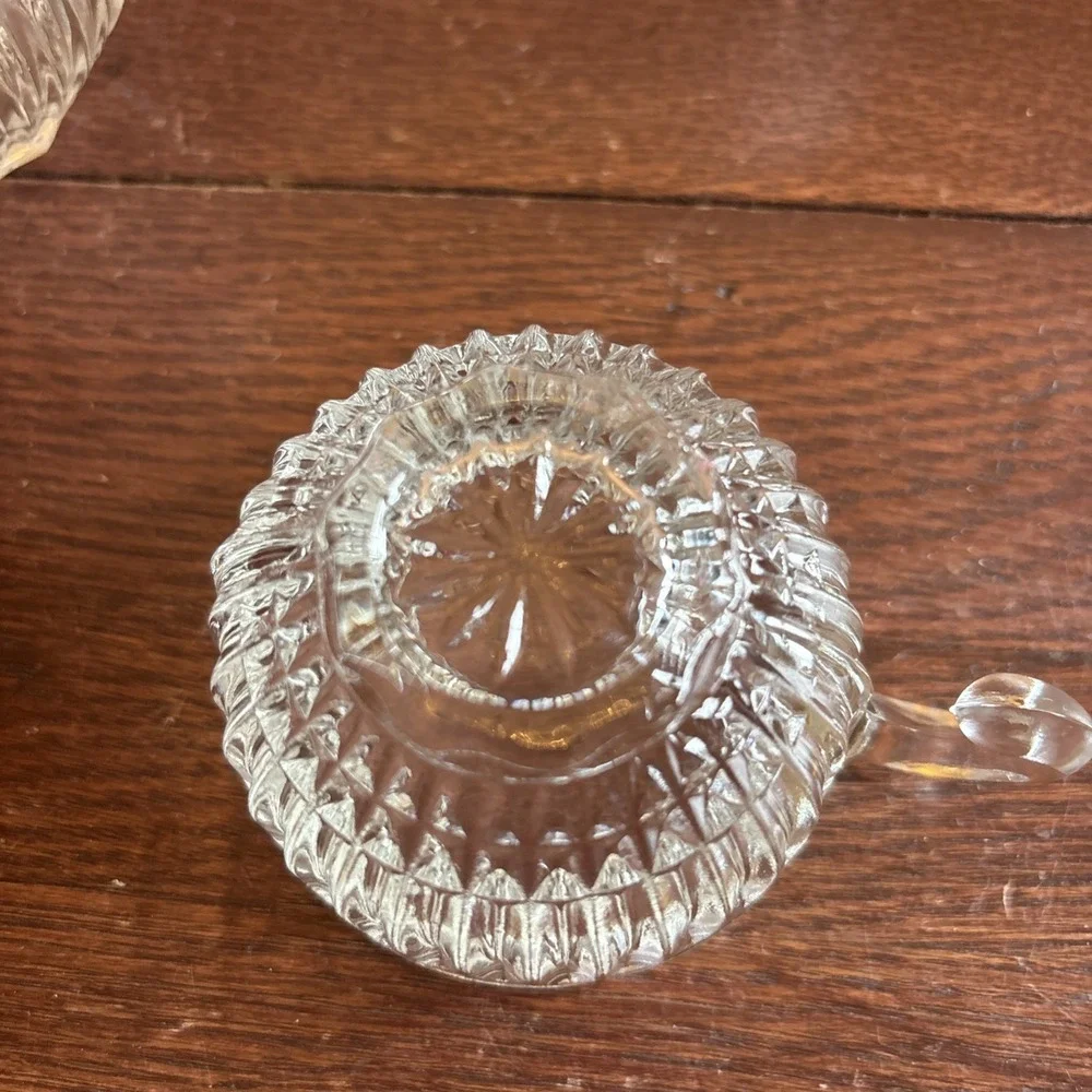 4 Indiana Glass ROYAL Drape Clear Punch Cup Hook Handle Vertical Rib & Swag 7 oz